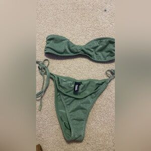 Green sparkle triangl bikini